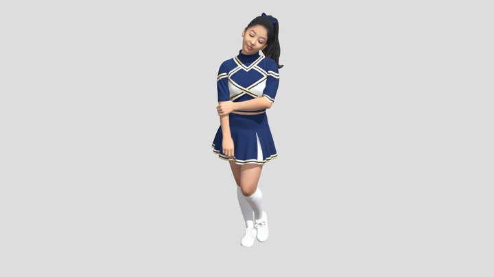 Navy Blue Cheerleader with Gold Trim