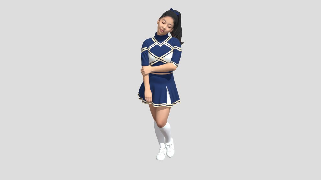 Navy Blue Cheerleader with Gold Trim