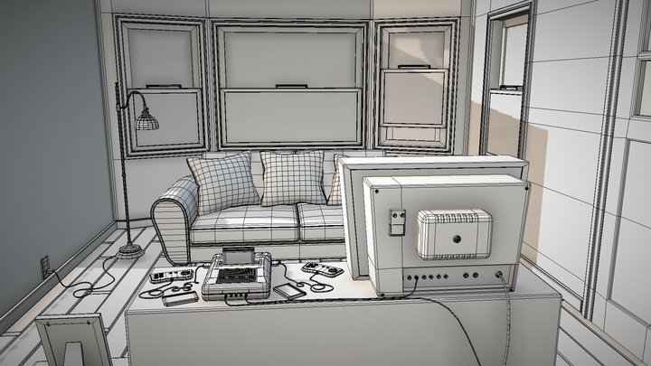 Wireframe Version of Winter in 1993 3D Model