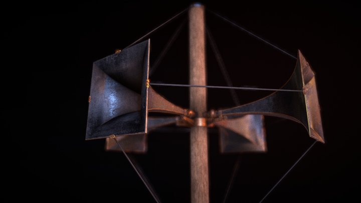 Old Loudspeakers on the Pole 3D Model