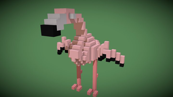 Flamingo Voxel 3D Model