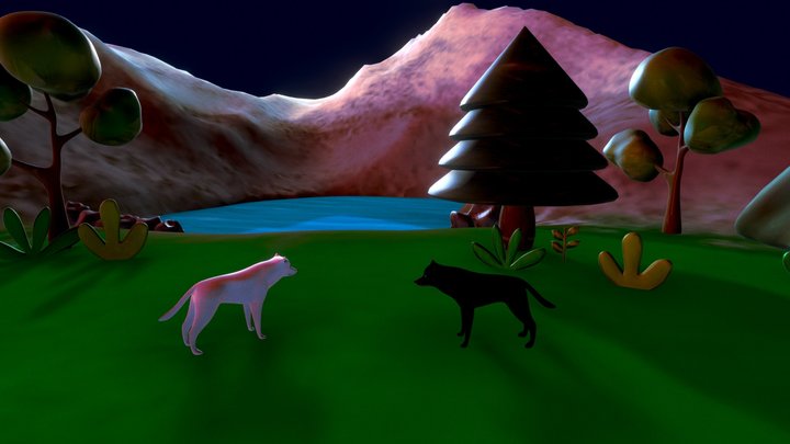 Landscape Wolves 3D Model