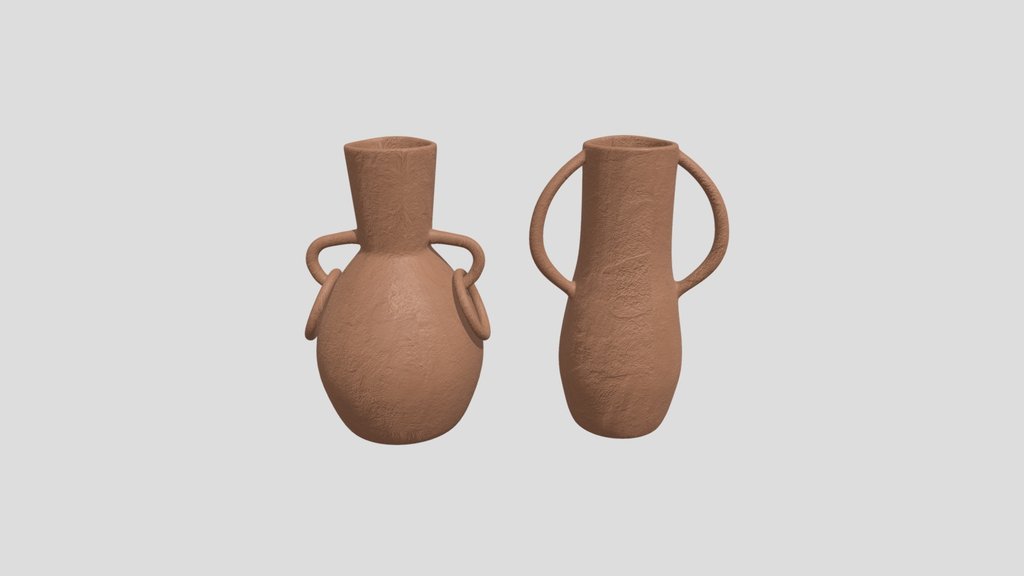 Set Of 2 Clay Vases