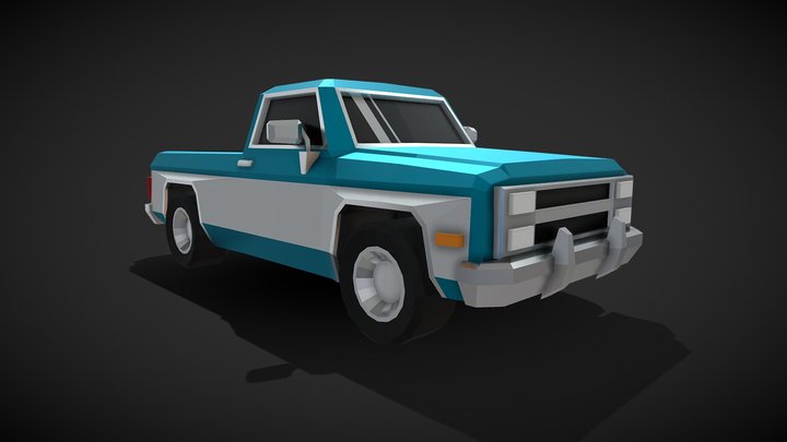 Low Poly American Pickup Truck 3D Model