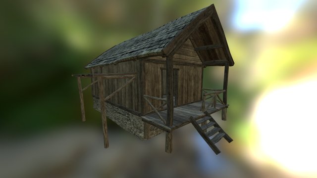 Low Poly Hunter's Cabin 3D Model