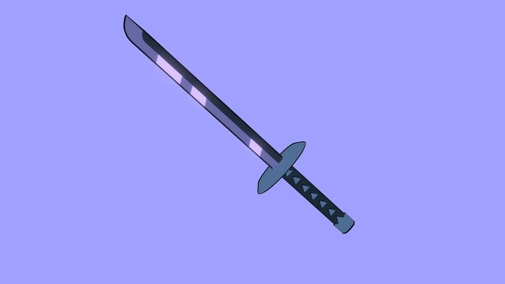Toon Purple Katana 3D Model