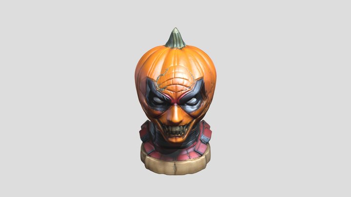 Deadpool bust as pumpkin-headed of the halloween 3D Model