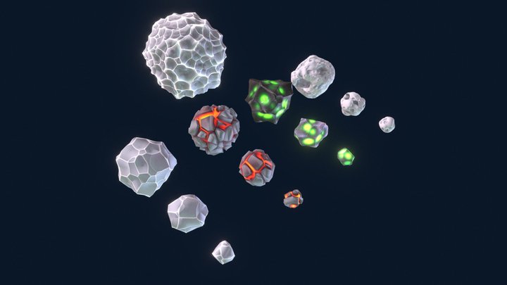 Asteroids - Space Game stylized pack 3D Model