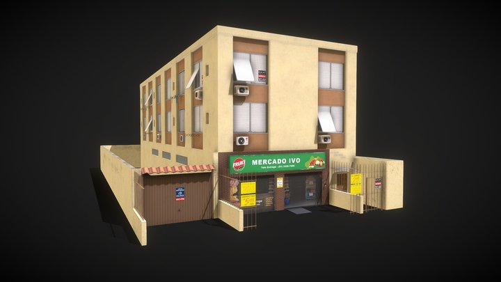 Small Brazilian Building (made for game) 3D Model
