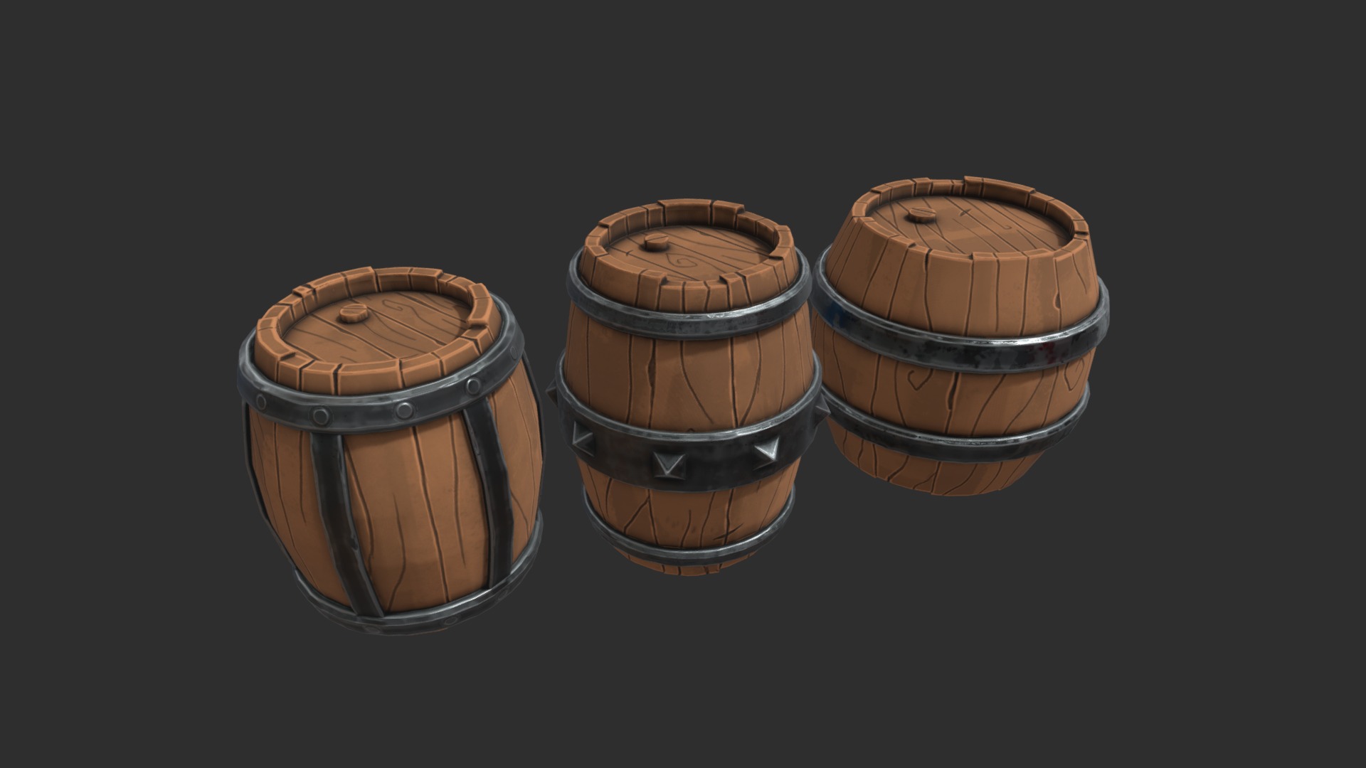3D model Dungeon Barrels - This is a 3D model of the Dungeon Barrels. The 3D model is about a group of gold and silver barrels.