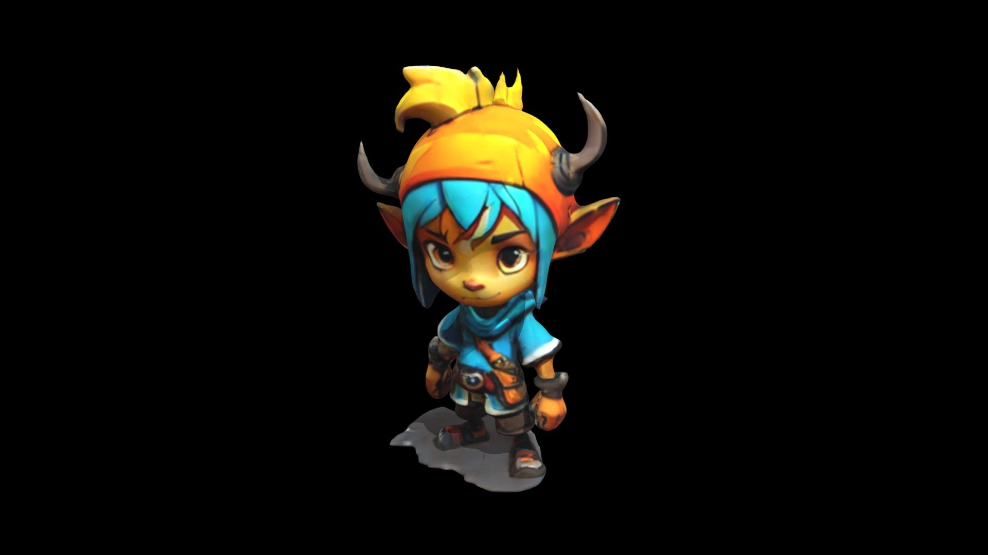 a cartoon character with horns and blue hair - Download Free 3D model ...