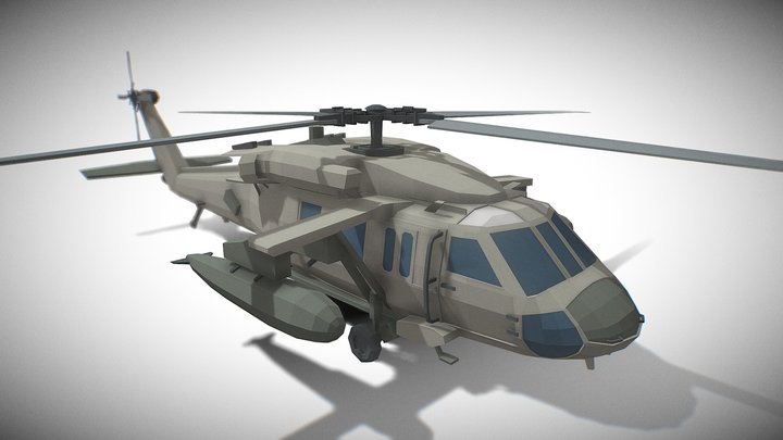 Low Poly UH60-Black Hawk Game-Ready Model 3D Model