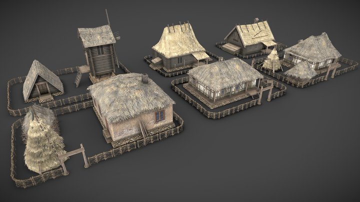 Wooden Village 3D Model