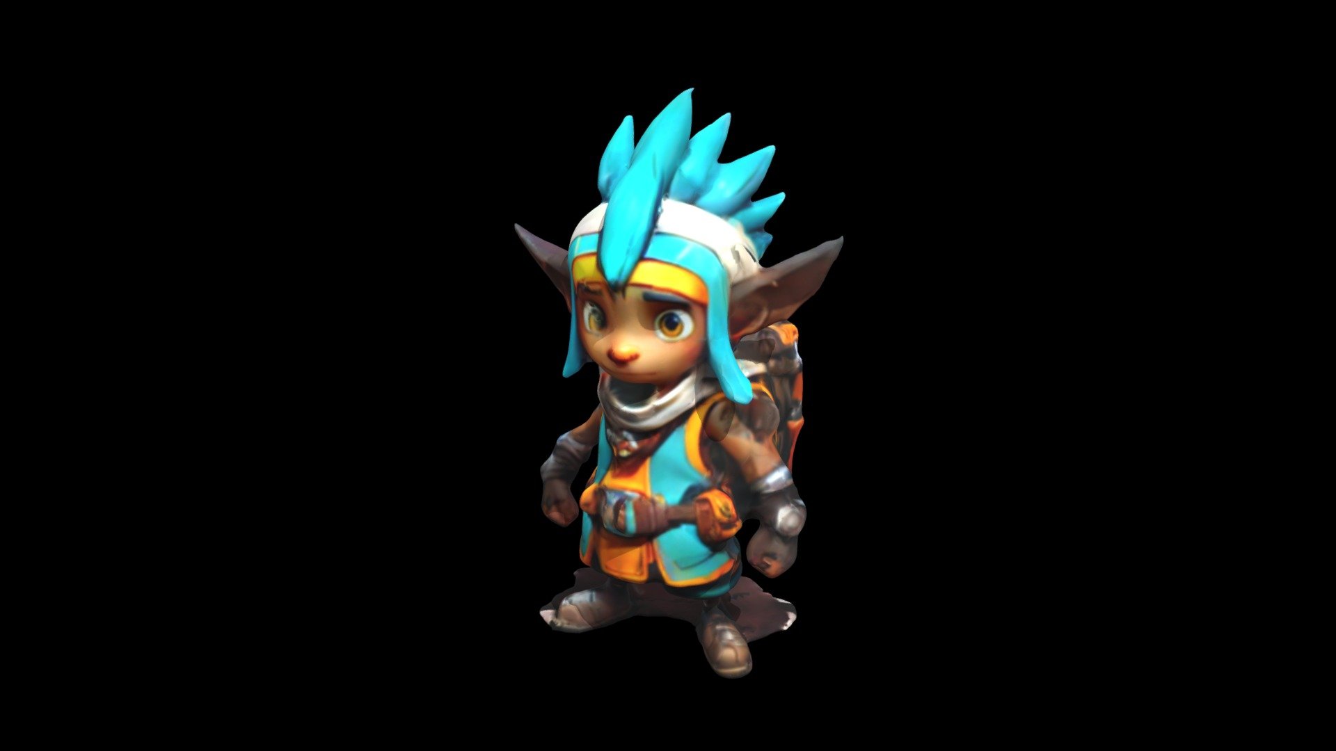 a cartoon character with blue hair and a back - Download Free 3D model ...