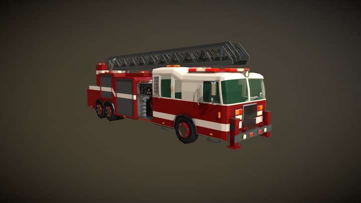 Low Poly Fire Truck 3D Model