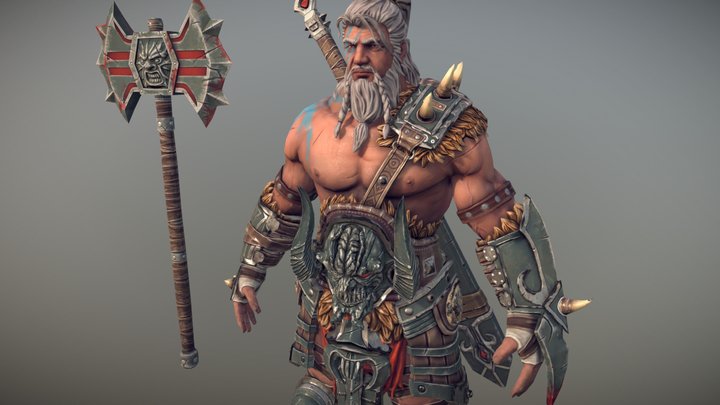 Barbarian Rigged Low-poly 3D game ready model 3D Model