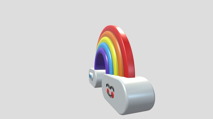 3D Cartoon Rainbow with Cloud
