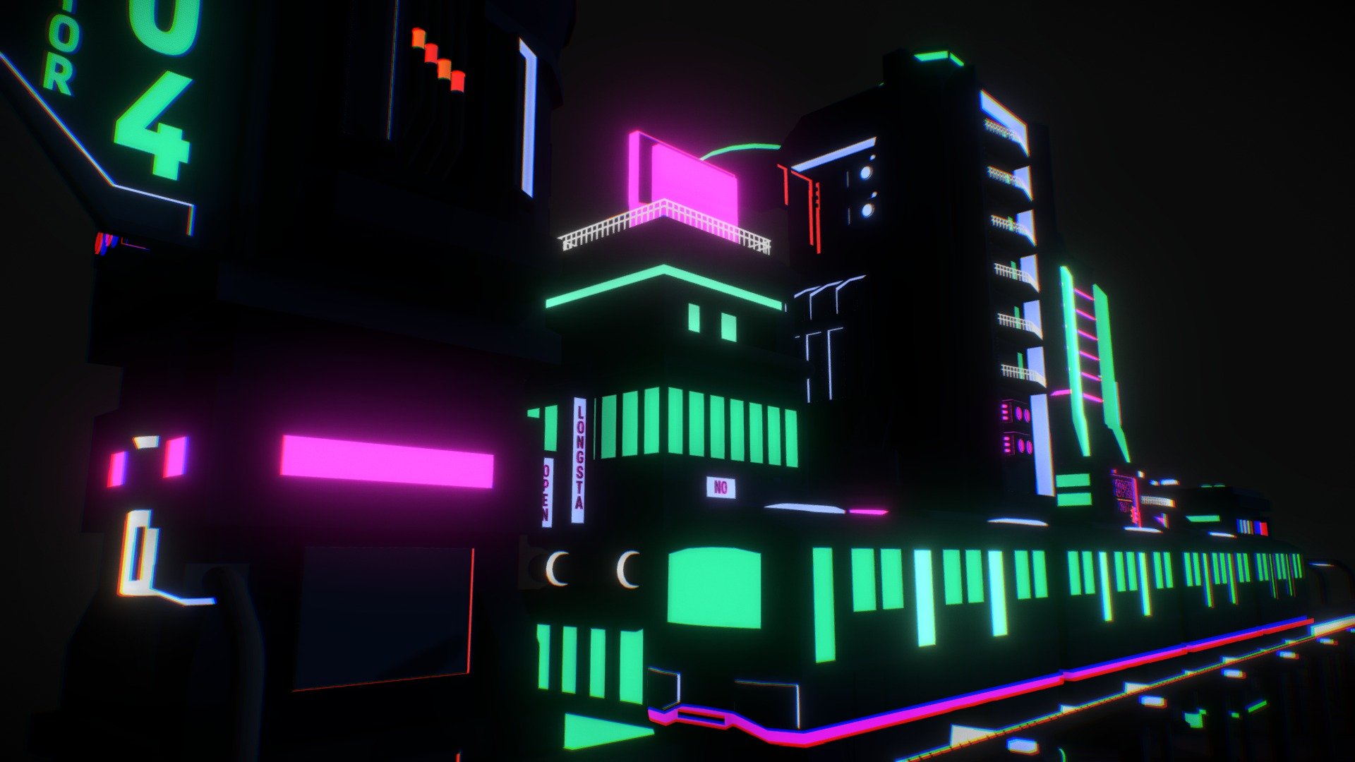 Low Poly Neon Cityscape