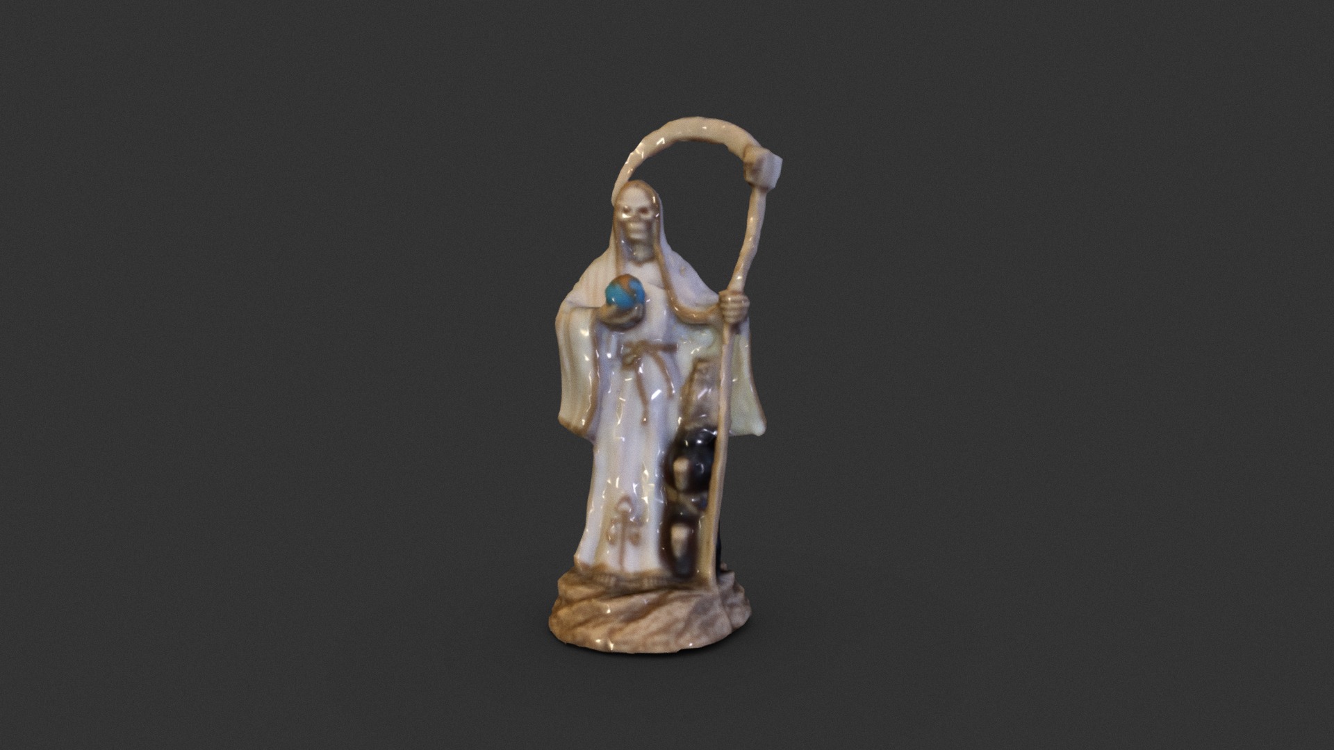 3D model Grim Reaper - This is a 3D model of the Grim Reaper. The 3D model is about a golden statue of a person.