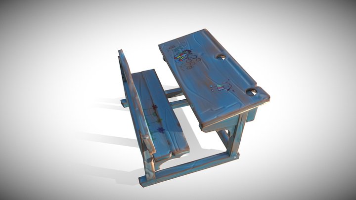 Stylized Props - Student Desk 3D Model