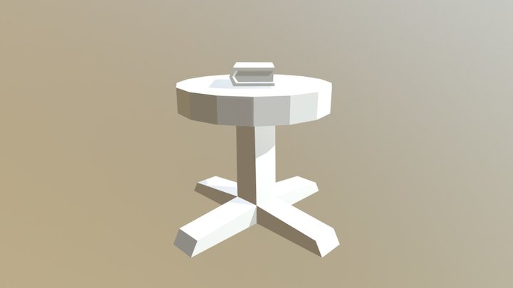 Mesa, Livro e Barril 3D Model