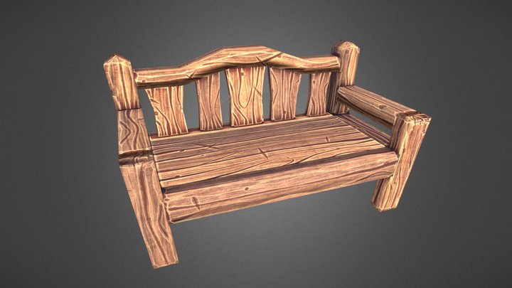 Bench Stylized 3D Model