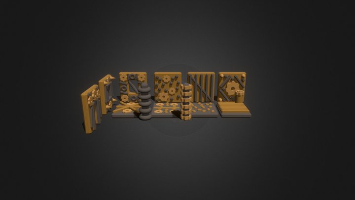 Steampunk Style Modular Walls. 3D Model