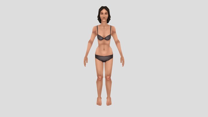 Lowpoly handpainted female base mesh 3D Model