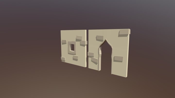 Low Poly Sandstone Walls 3D Model