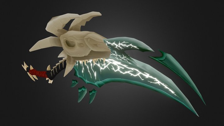 Dragon Skull Scythe 3D Model