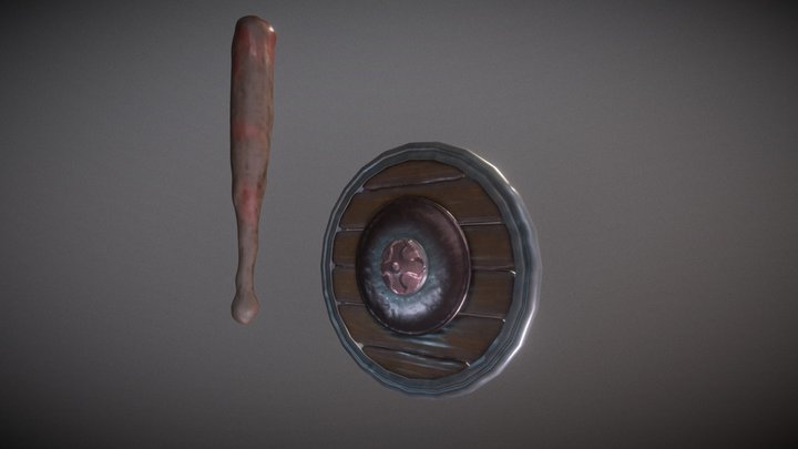 Club And Buckler Shield 3D Model