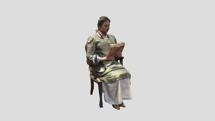 Edwardian Era woman sitting and reading 3D Model