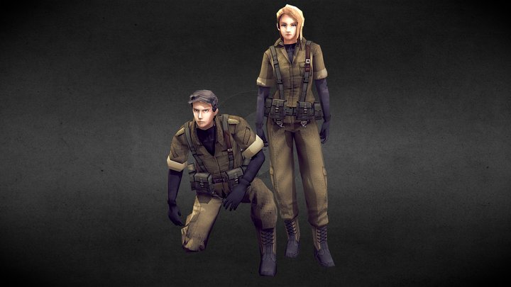 Retro Style Military Character 3D Model