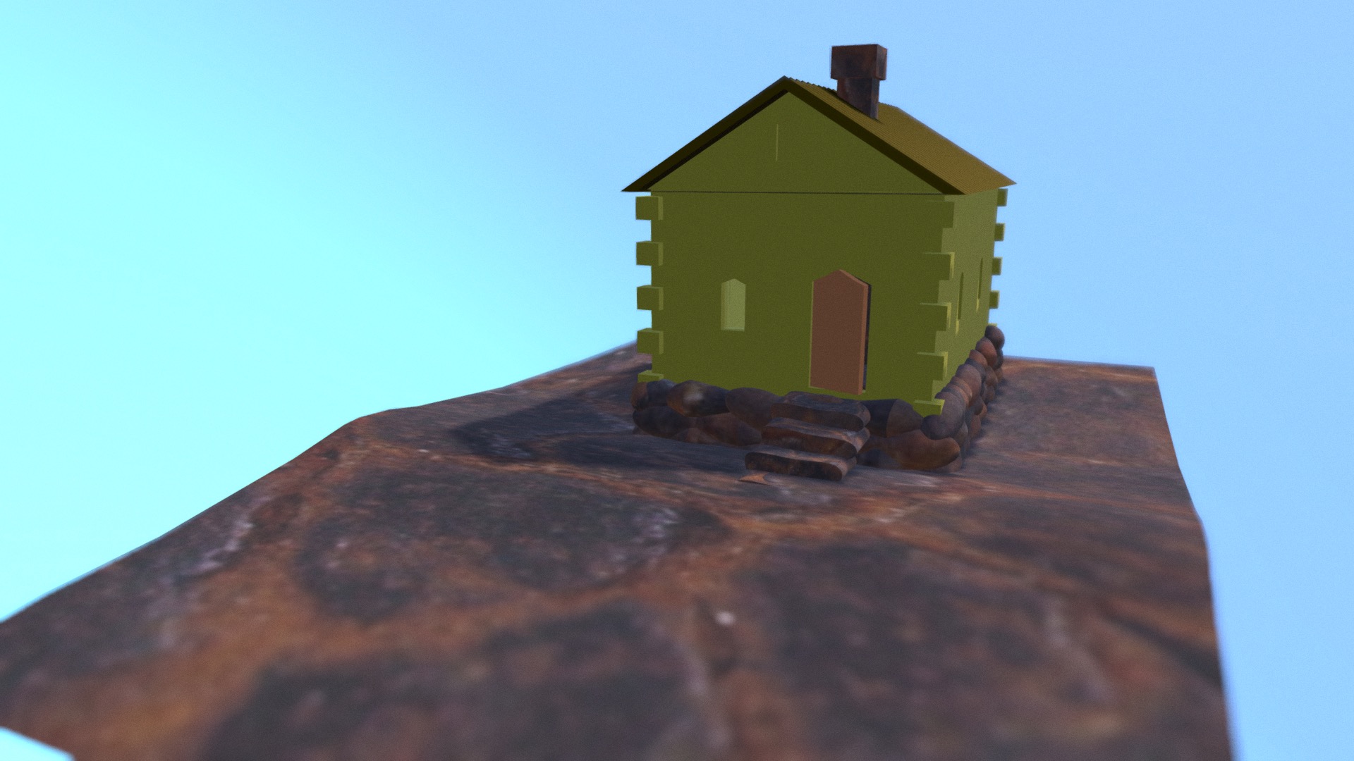 3D model House on rock - This is a 3D model of the House on rock. The 3D model is about a toy house on a rock.