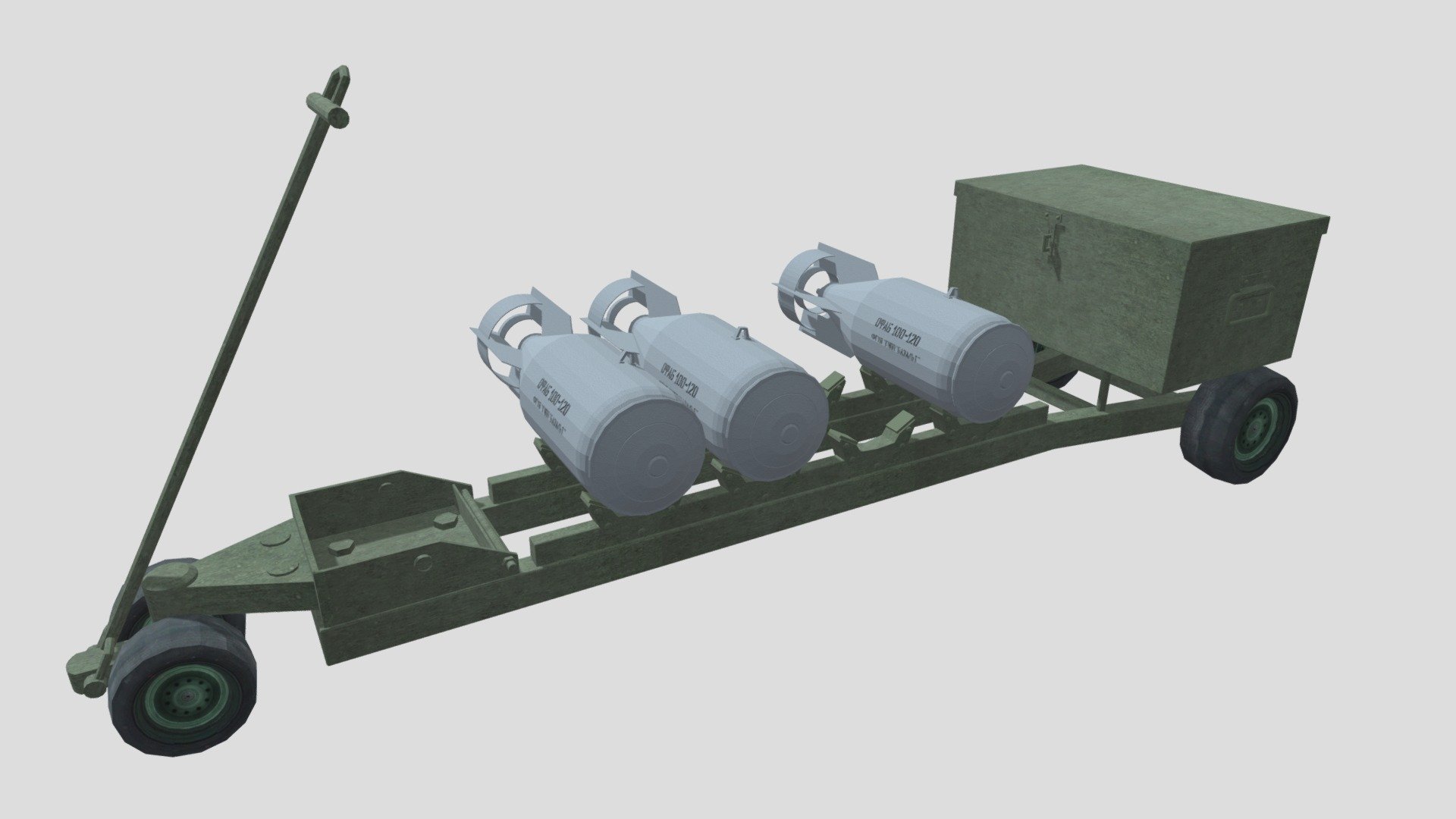 50-100 Kg Aerial Bombs Transport Cart - Download Free 3D Model By ...