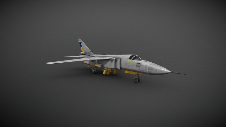 SU-24 Ukraine Grey High Visibility 2023 3D Model