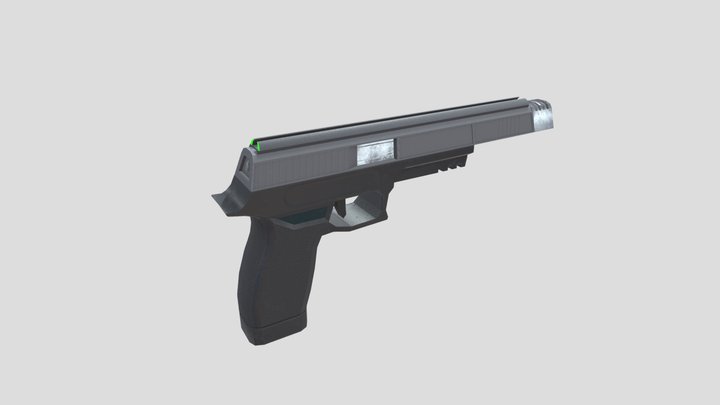 Sci-Fi Low-poly Pistol Game Asset 3D Model