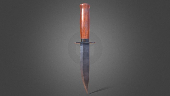 Old hunter knife gameready 2K PBR 3D Model
