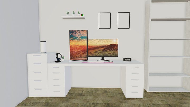 Minimatistic Computer Desk 3d Model 3D Model