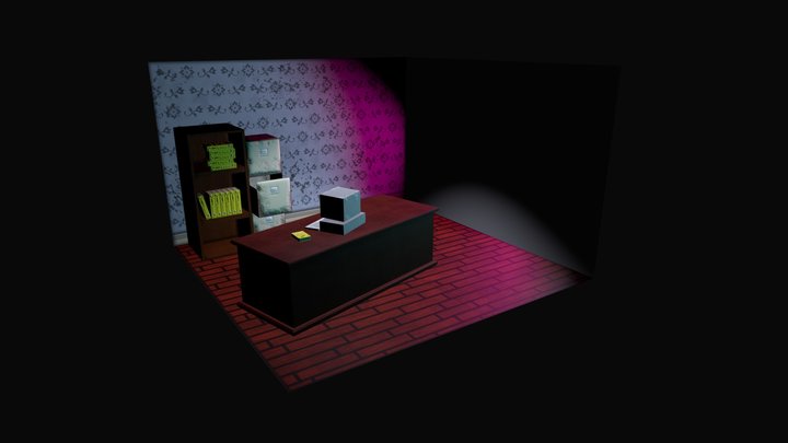 Noir Detective Office with Synthwave Vibes 3D Model