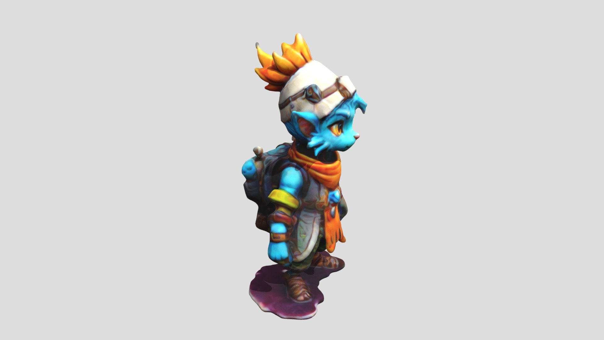 a blue cat dressed as a adventurer the cat is we - Download Free 3D ...