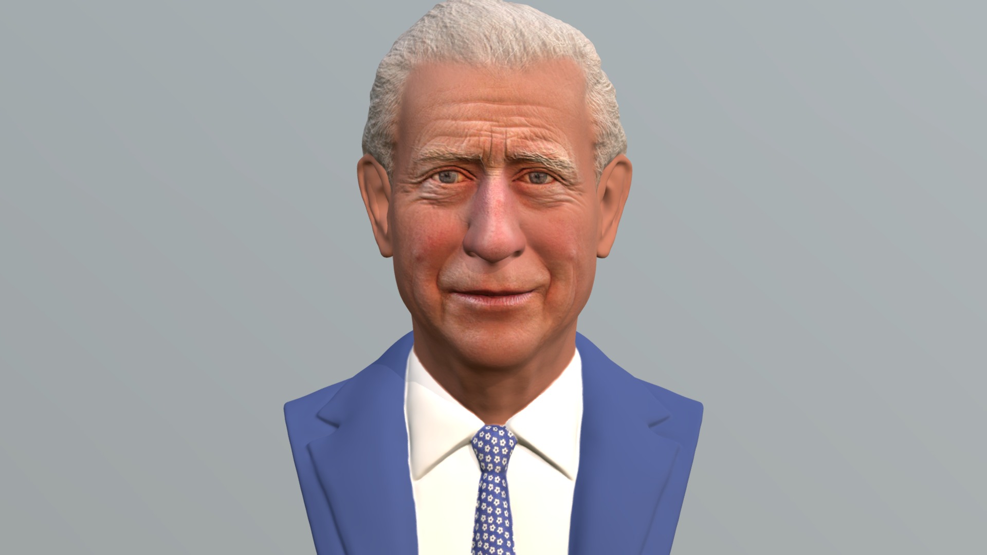 3D model Prince Charles bust for full color 3D printing - This is a 3D model of the Prince Charles bust for full color 3D printing. The 3D model is about a man in a suit.