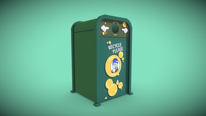 Toontown Recycle Bin – Kostenloses 3D-Modell STL