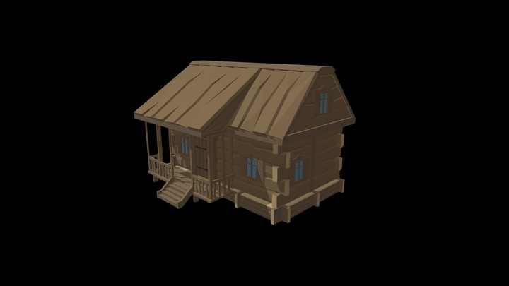 Cartoon Polygonal wood house 3D Model