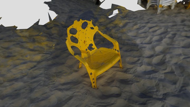 Glitchy Yellow plastic chair in Tel Aviv 3D Model