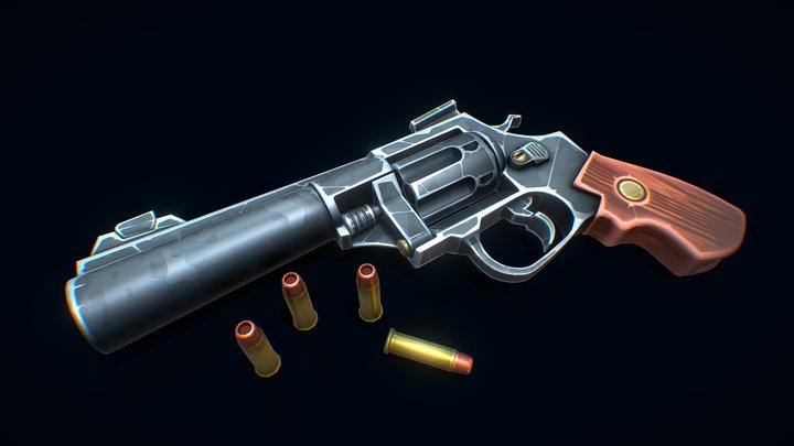 Stylized Magnum Revolver 3D Model