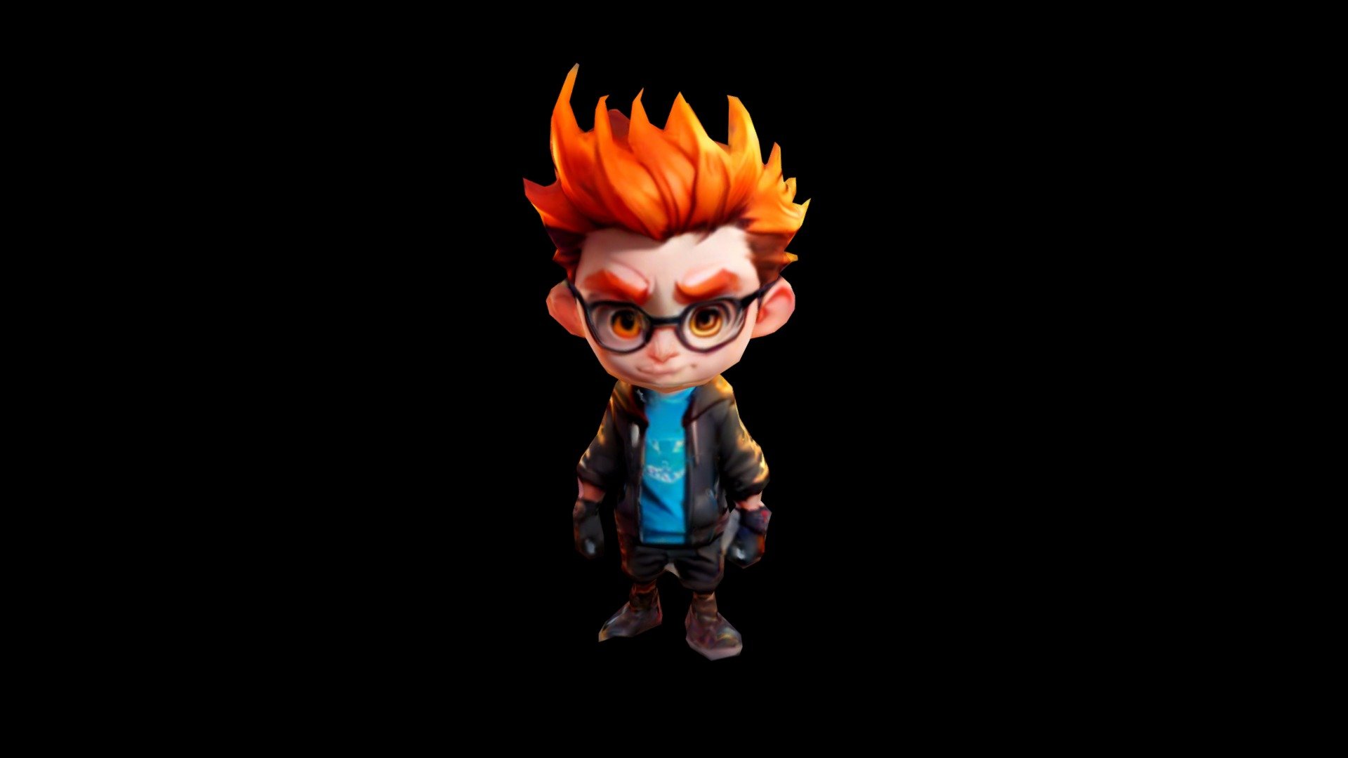 An animated boy with fiery hair stands in front - Download Free 3D ...
