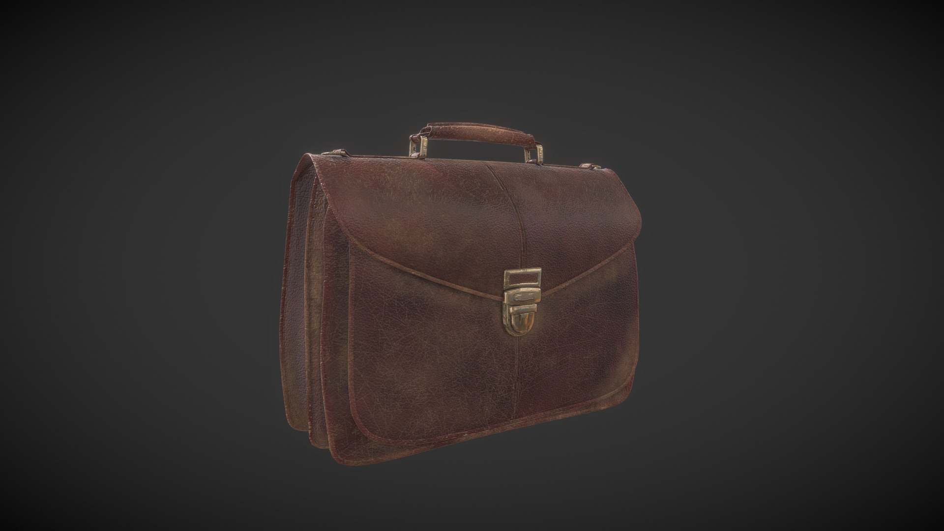3D model leather bag office - This is a 3D model of the leather bag office. The 3D model is about a brown leather purse.