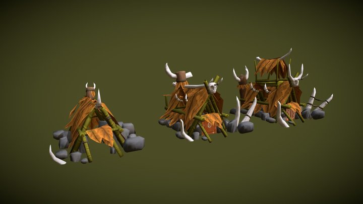 Low poly Stylized Jungle Tribal Hut 3D Model
