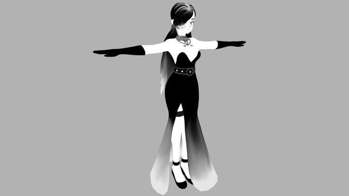 Black and White Lady 3D Model
